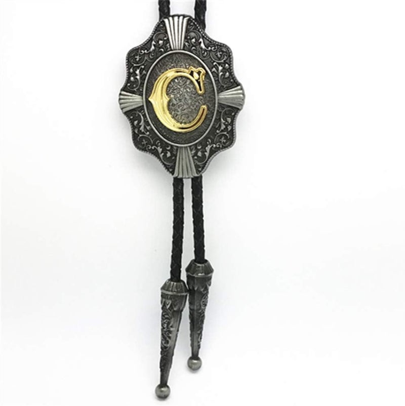 KECOL Western Letter Bolo Tie Cowboy Aalphabet A to Z Neckties Necklace for Men Women - Image 2